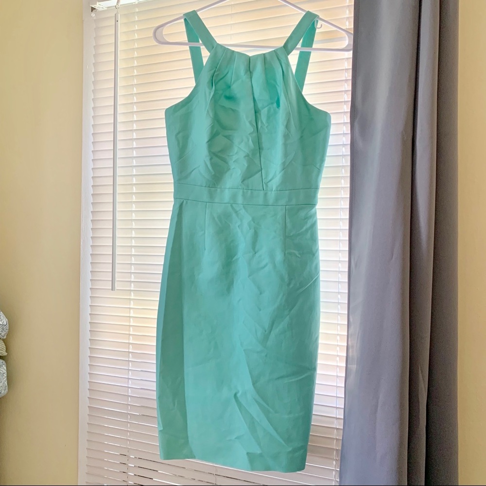 J. Crew pale blue / green halter dress 00